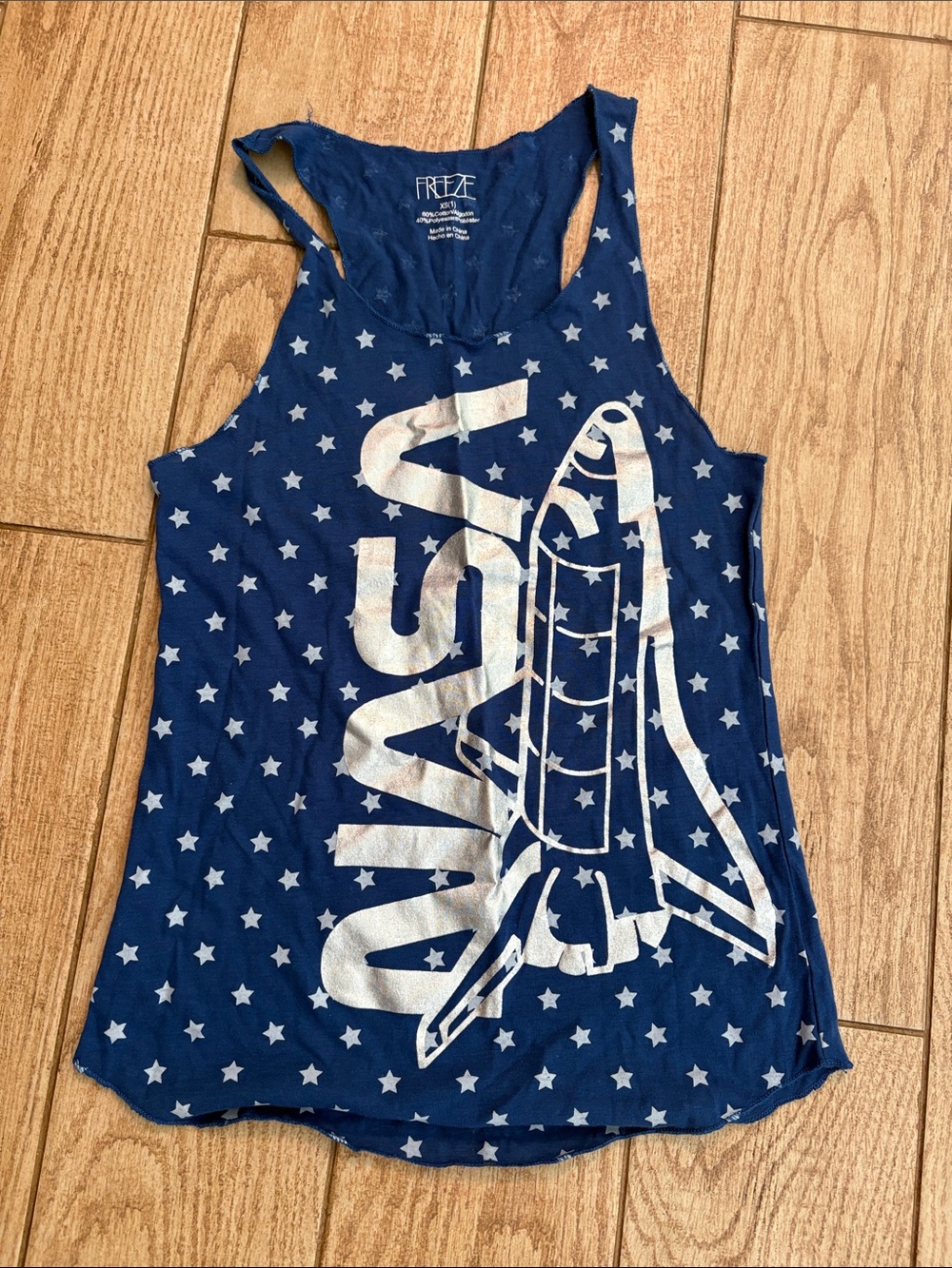 Freeze Navy Blue Star NASA Shuttle Graphic Racerback Tank